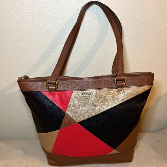 Fossil Leather Gift PW Patchwork Shoulder Bag - Picture 1 of 15